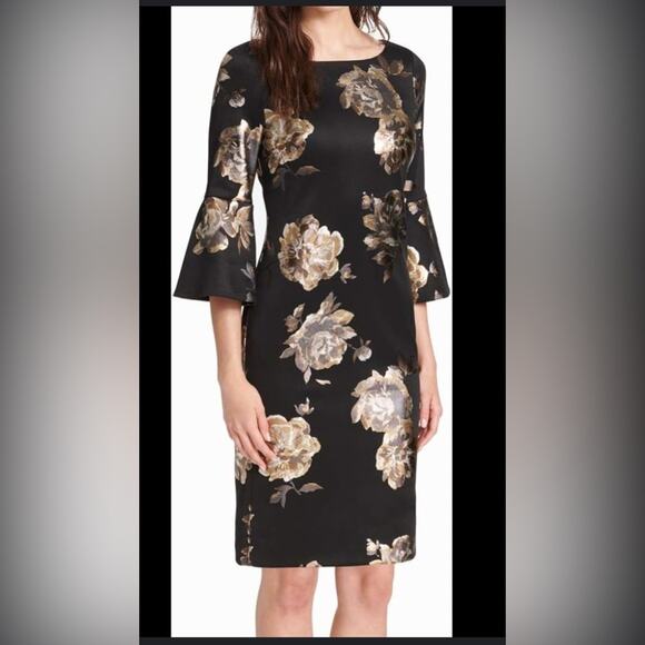Jessica Howard Black And Metallic Gold Knee length formal 6P - Picture 1 of 12
